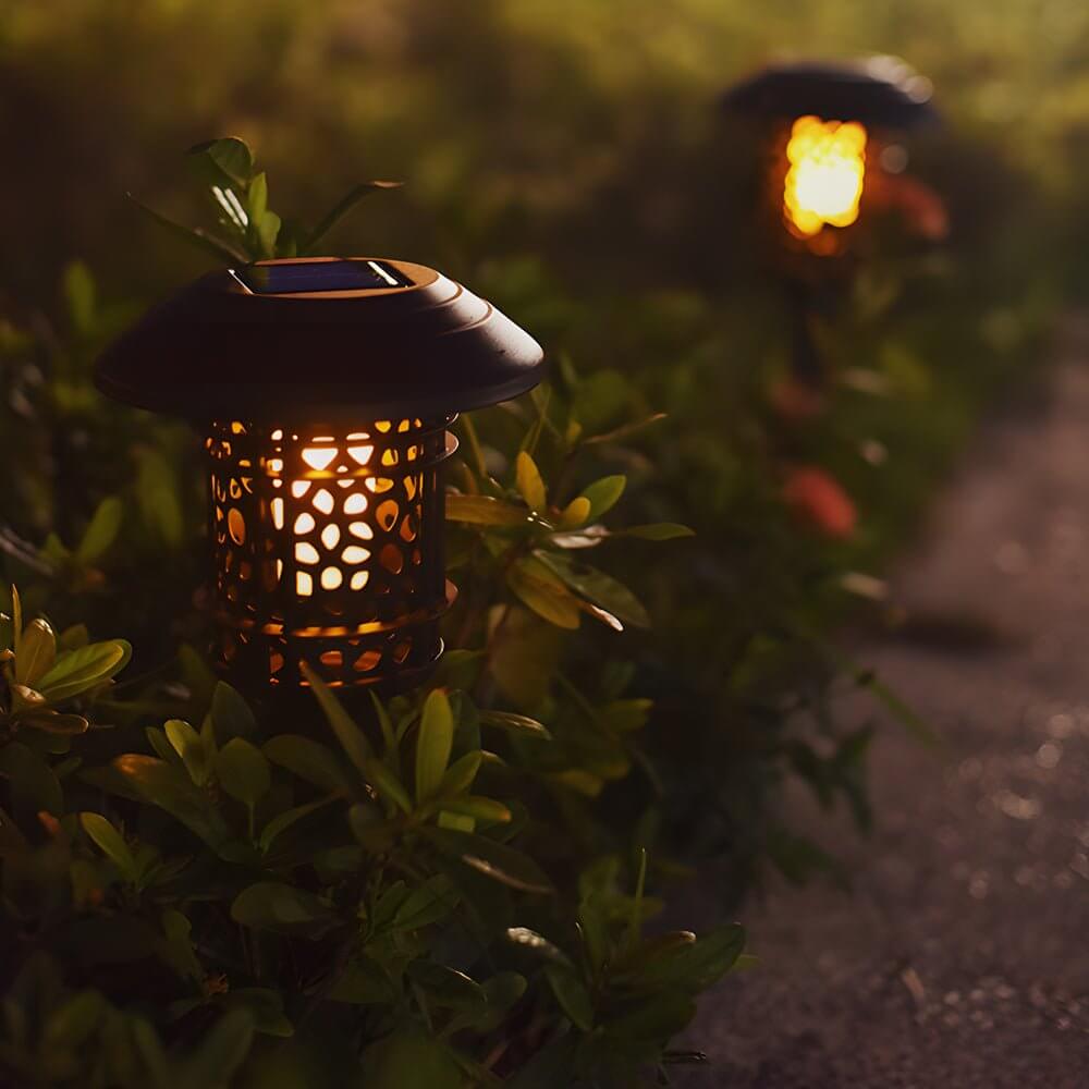 Solar Pathway Light Retro Black Flame Effect 22.4" Outdoor