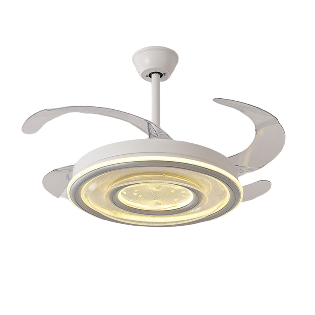 Modern White Ceiling Fan Light with Retractable Blades