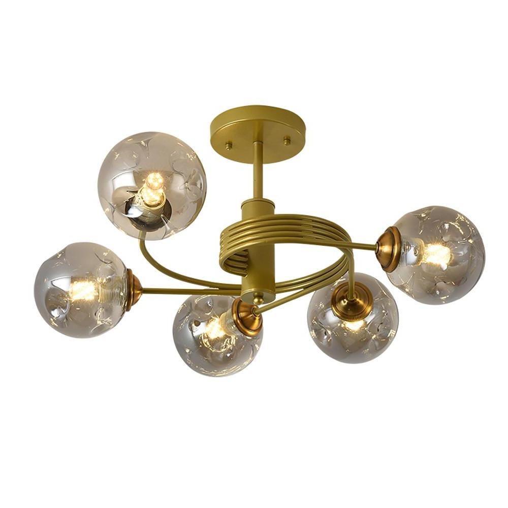Nordic Sputnik Chandelier 5-Light Metal Glass Globe Pendant