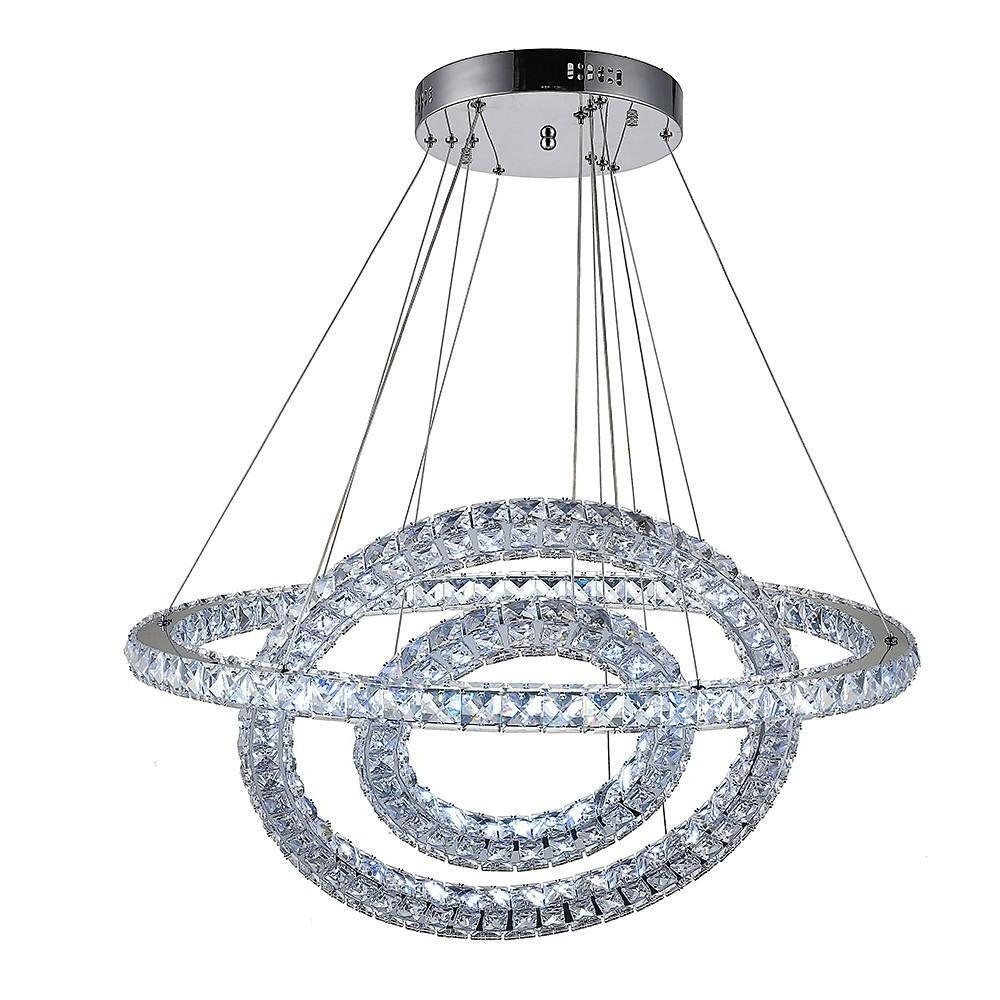 Crystal LED Chandelier 3-Tier Modern Geometric Ring Pendant Light