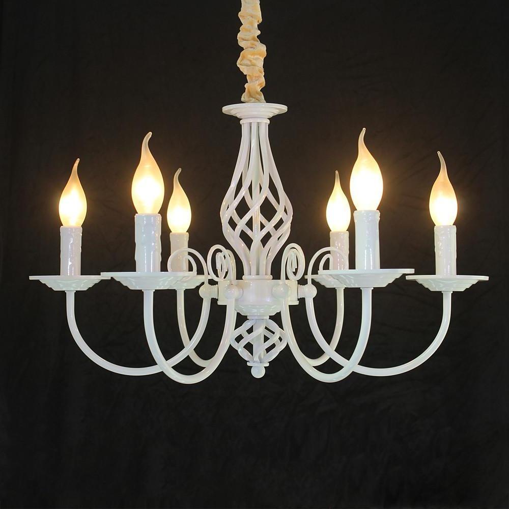 6-Light Candle Style Metal Chandelier - Rustic Industrial Design