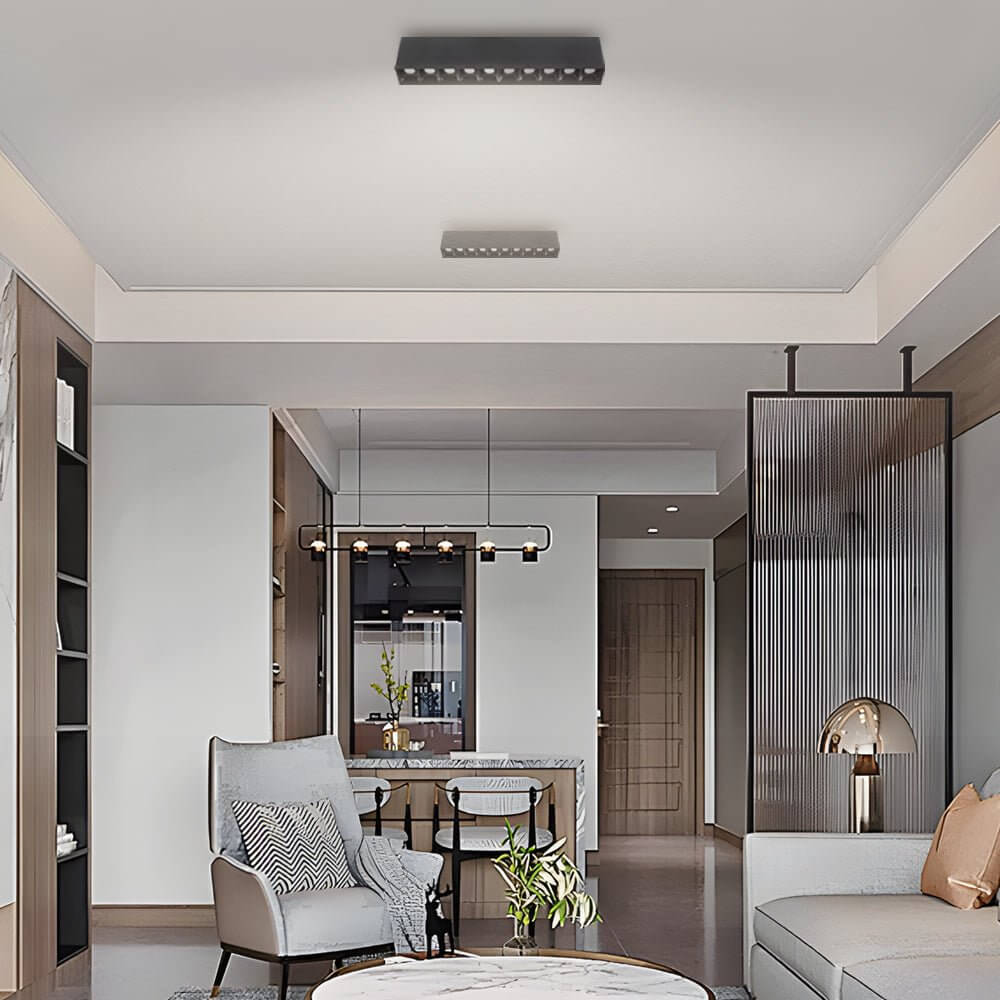 Linear LED Ceiling Downlight Fixture - Modern Aluminum Surface Mount