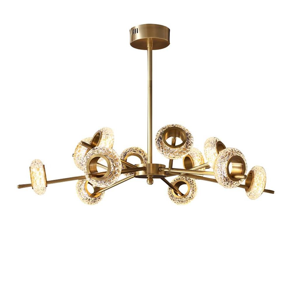 Modern Sputnik Chandelier with Copper Finish and Glass Shades