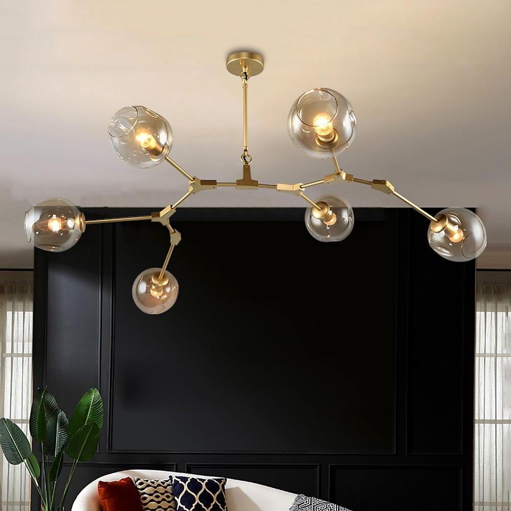 Nordic Sputnik Chandelier 6-Light Blown Glass Contemporary