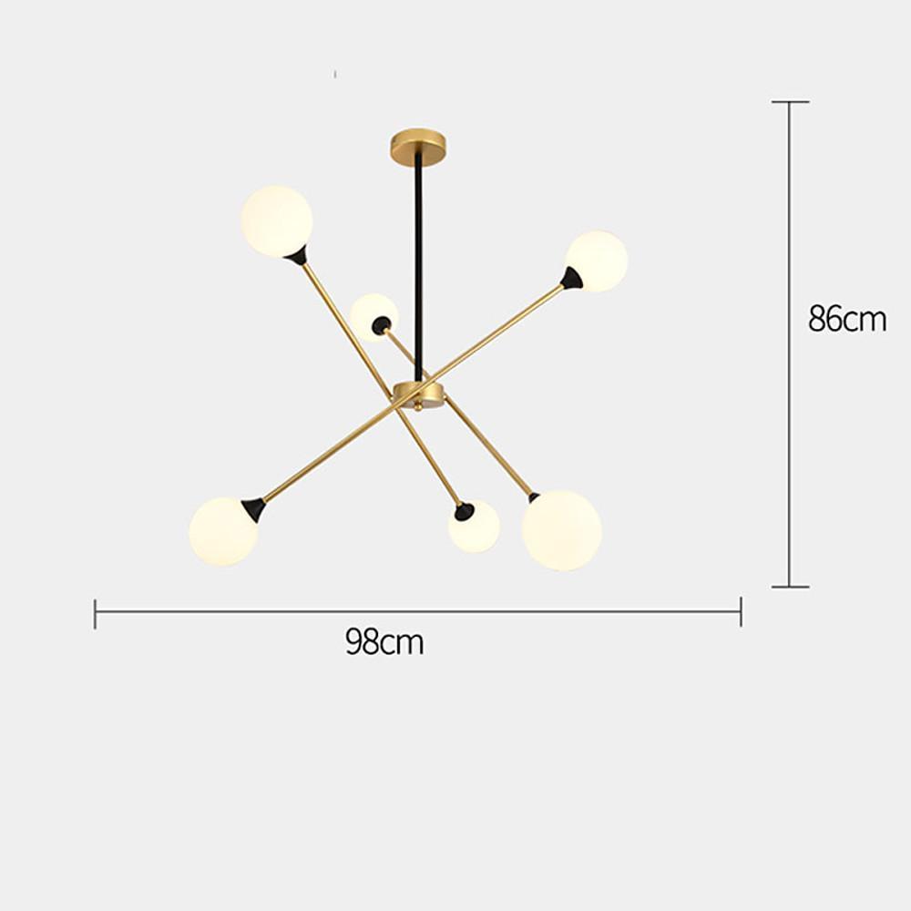 Modern Glass Sputnik Chandelier with Metal Frame