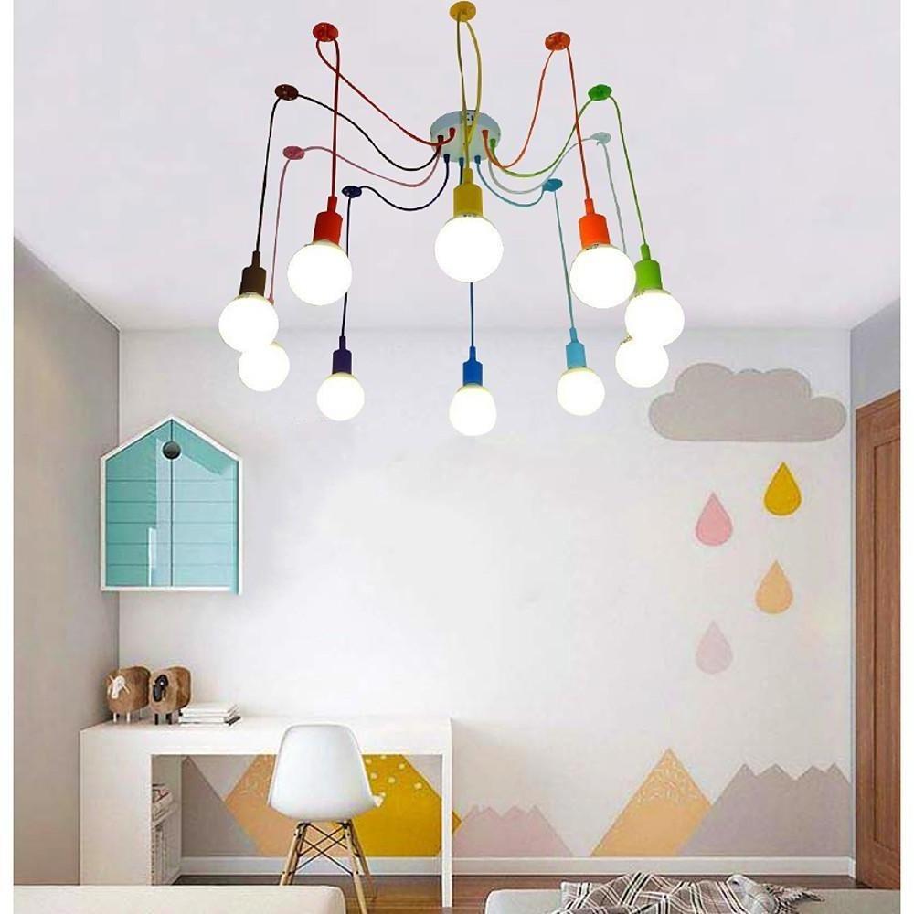 10-Light Adjustable Spider Pendant Light Industrial Metal Chandelier