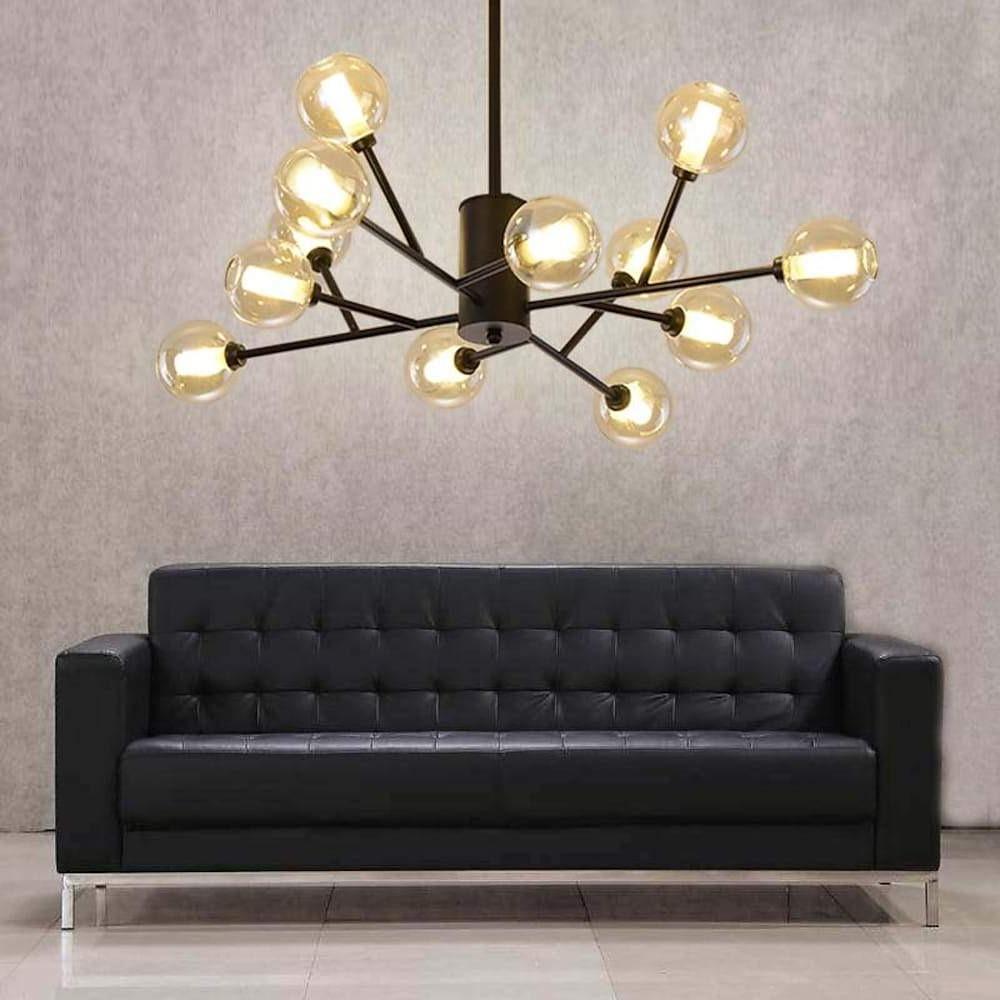 12-Light Glass Sputnik Chandelier – Modern Nordic Pendant Light