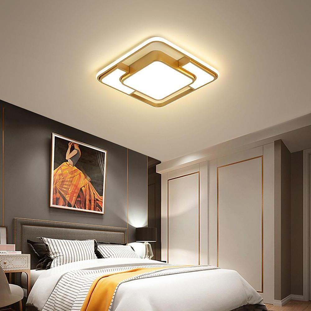 Modern Geometric LED Flush Mount Ceiling Light - Metal & Acrylic