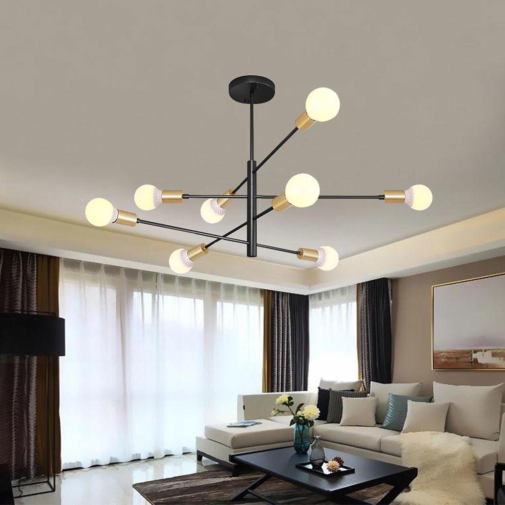 Modern Sputnik LED Geometric Chandelier 8-Light Metal Black Gold