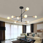 Modern Sputnik LED Geometric Chandelier 8-Light Metal Black Gold