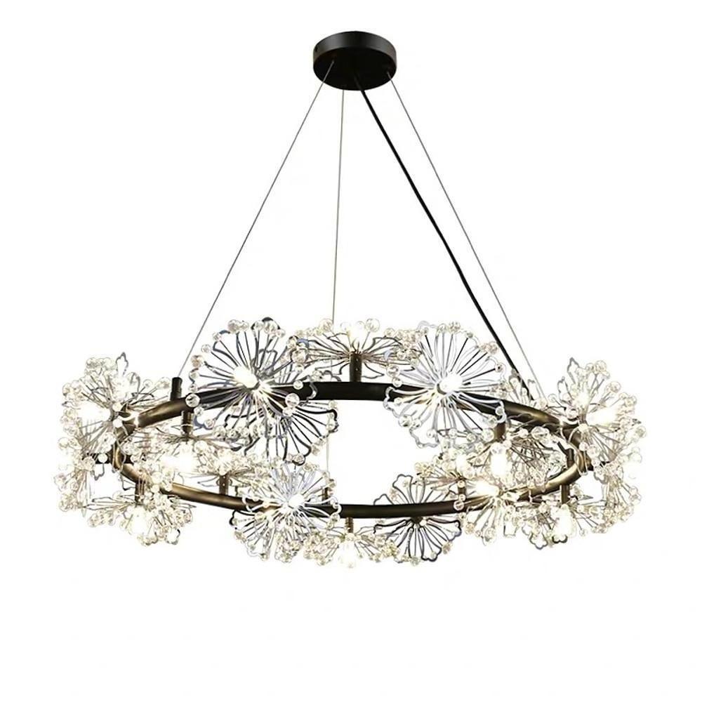 Crystal Flower Chandelier Modern Electroplated Metal Ceiling Light