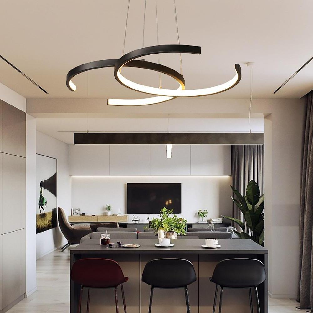 Modern C-Shaped Pendant Light | Aluminum & Acrylic | Dimmable LED
