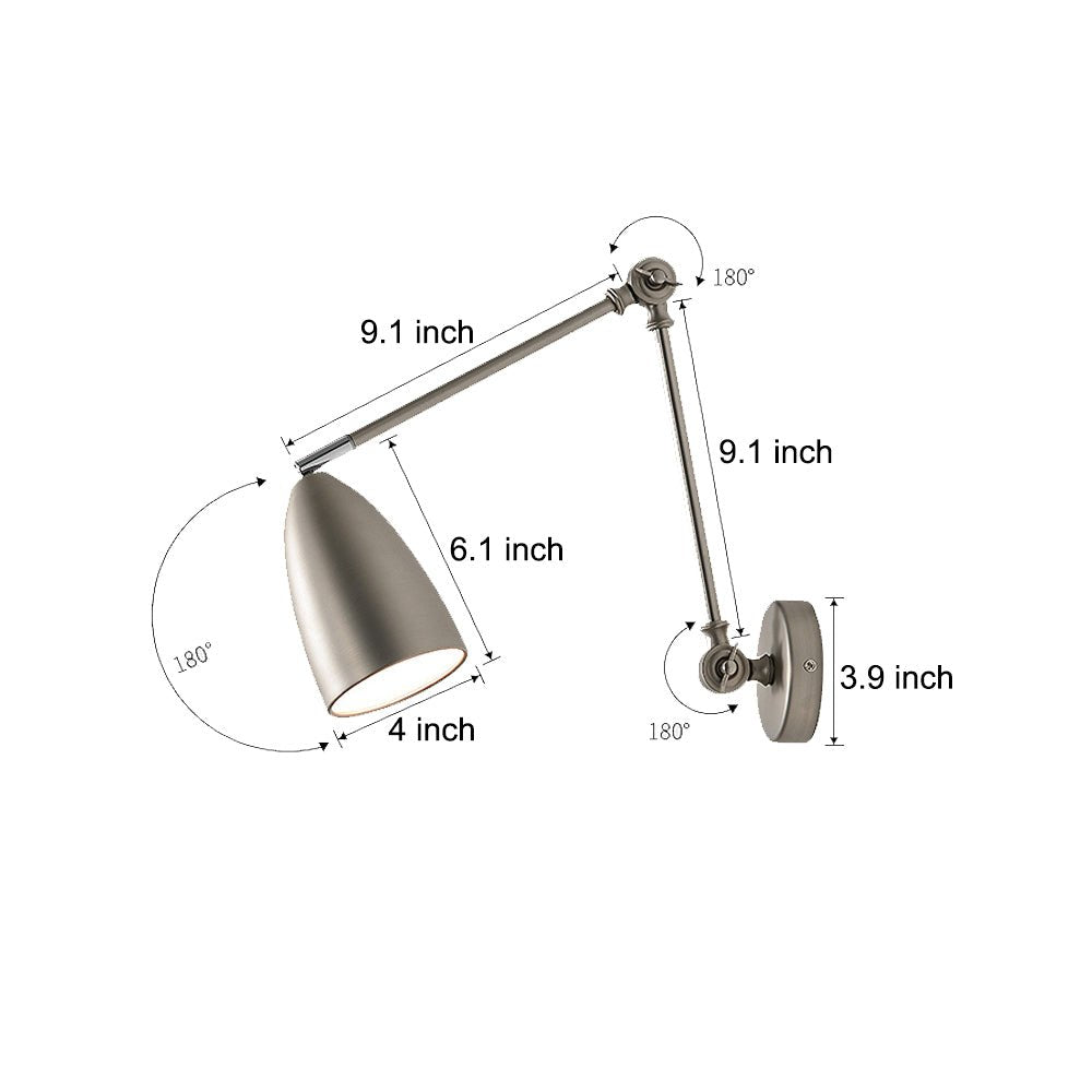Modern Swing Arm Wall Sconce with 3 Adjustable Joints & LED