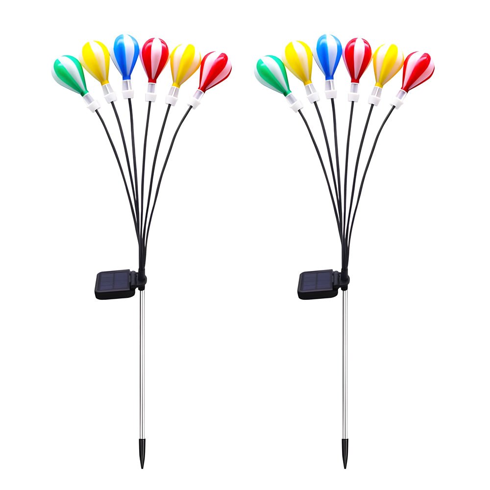 Solar LED Hot Air Balloon Garden Lights 2-Pack Outdoor Stake