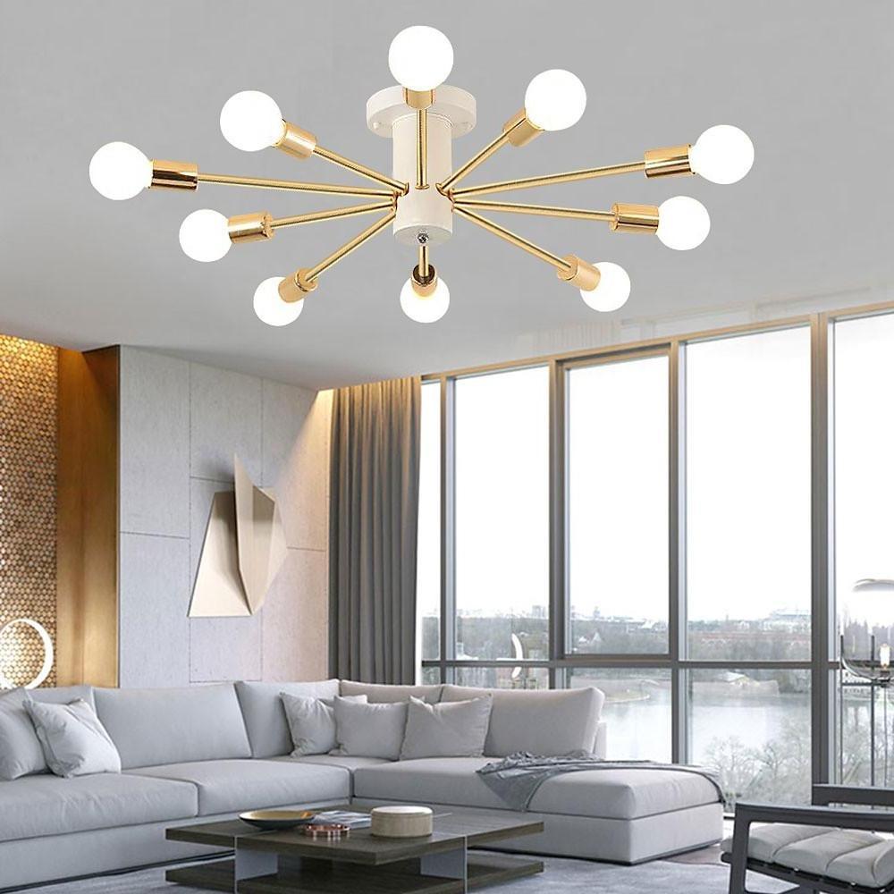 Modern Sputnik Chandelier - 10-Light Geometric Metal Pendant