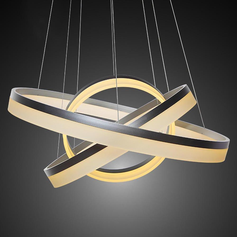 Adjustable 3-Ring Dimmable LED Chandelier Modern Pendant Light