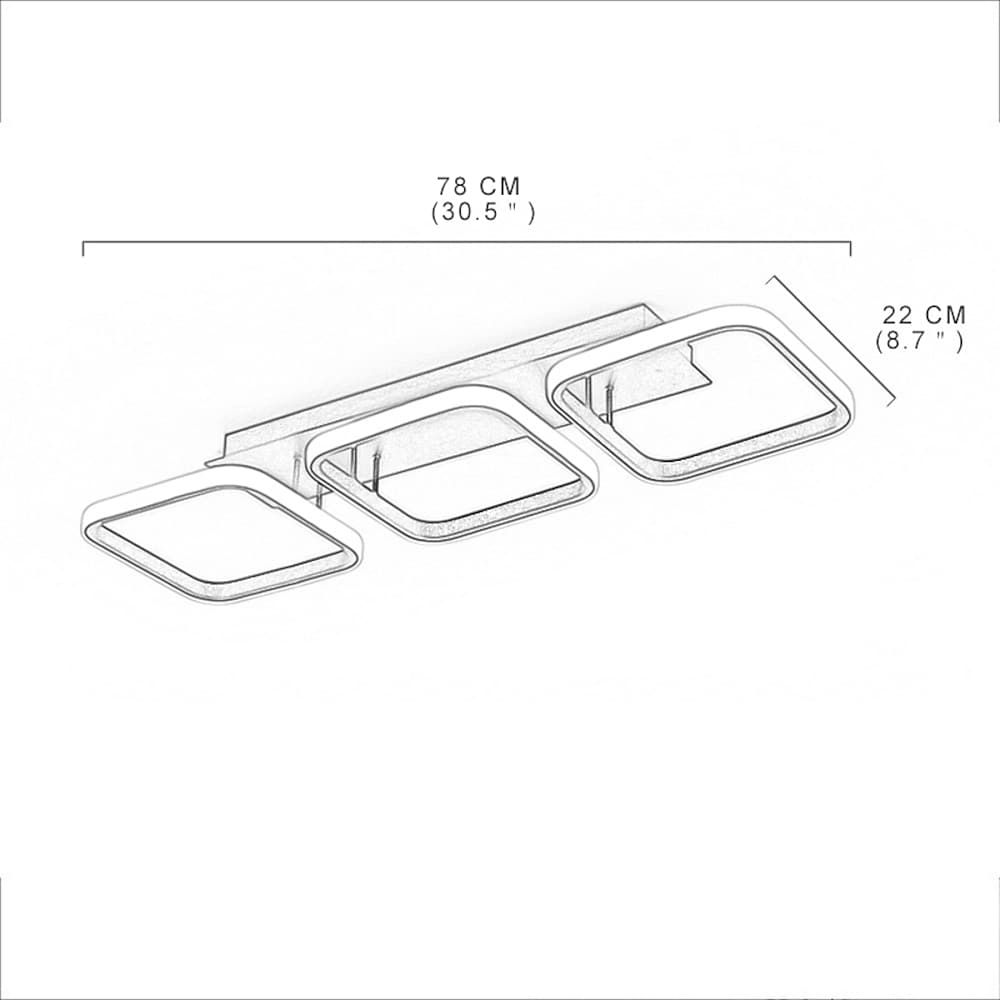 Modern Black Triple Square LED Flush Mount Ceiling Light