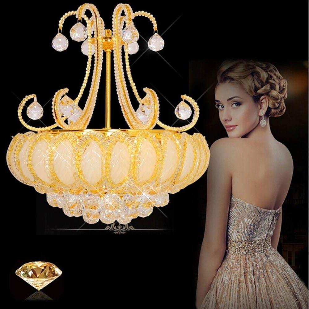 8-Light Crystal Chandelier - Modern Vintage Gold Silver Metal Frame