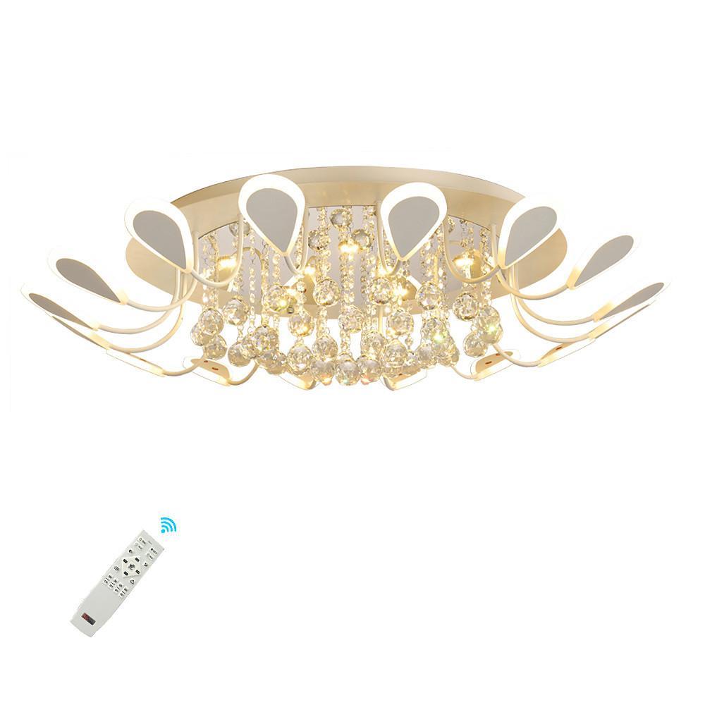 Flower Shaped Crystal Flush Mount LED Ceiling Light - Dimmable