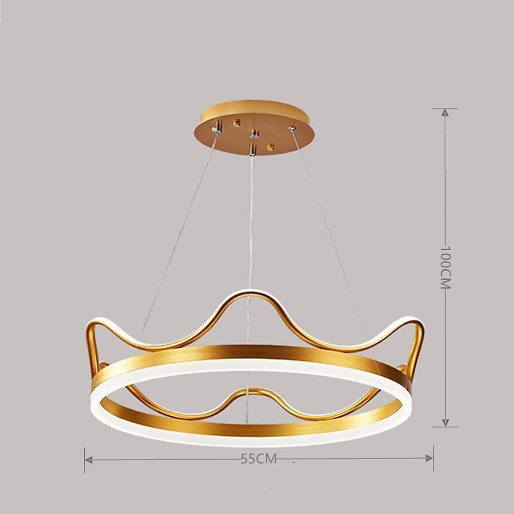 Dimmable LED Ring Chandelier Crown Design Aluminum & Acrylic