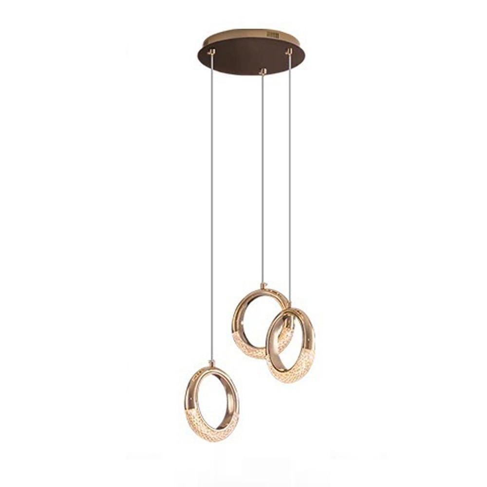 Modern Ring Pendant Light LED Electroplated Metal Hanging Lamp