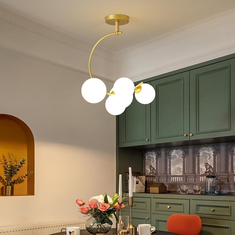 5-Light Cluster Globe Chandelier Modern Glass & Metal Ceiling Light