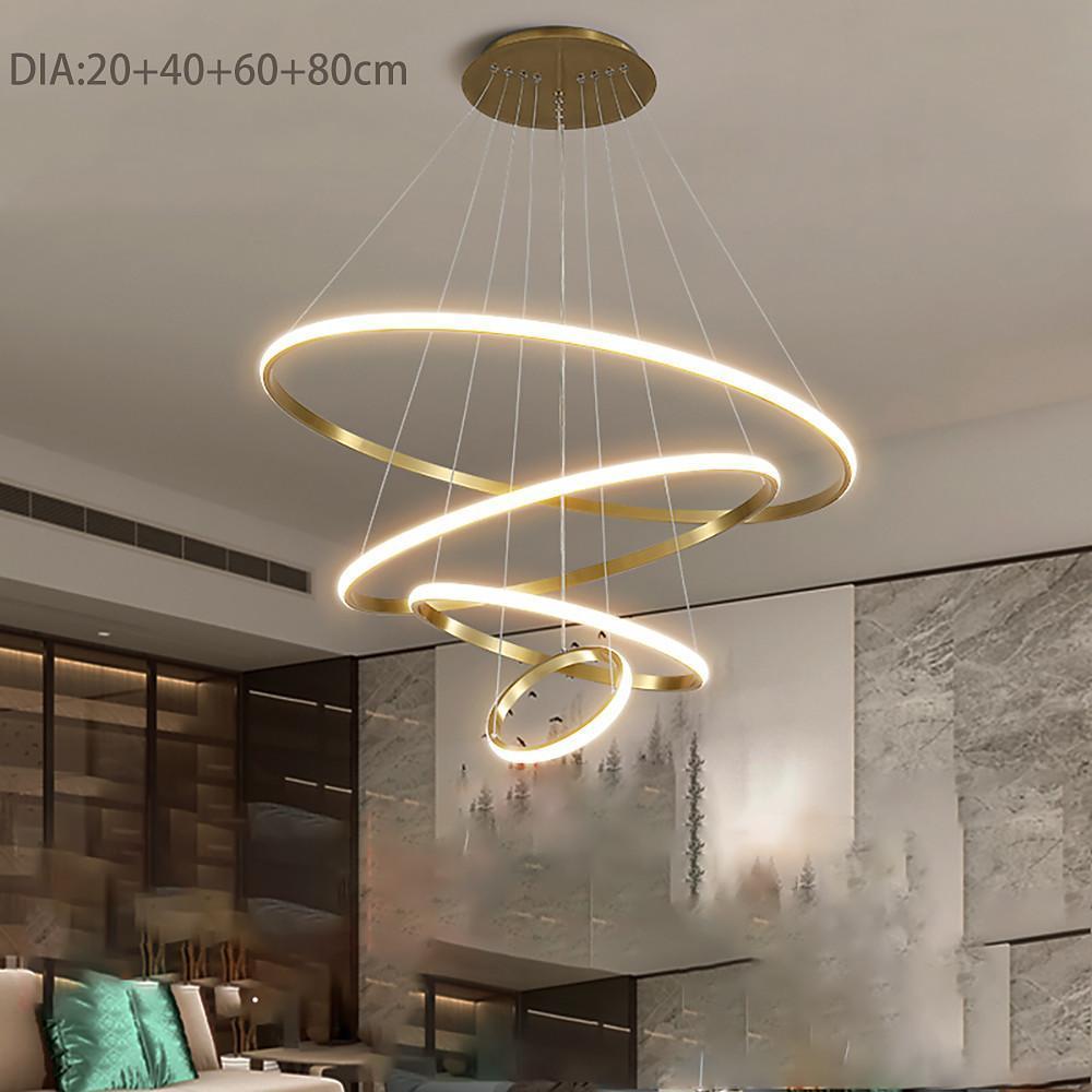 Modern Multi-Ring LED Pendant Light - Aluminum & Acrylic Chandelier