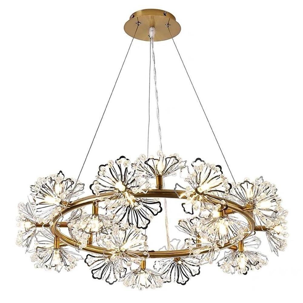 Crystal Flower Chandelier Modern Electroplated Metal Ceiling Light