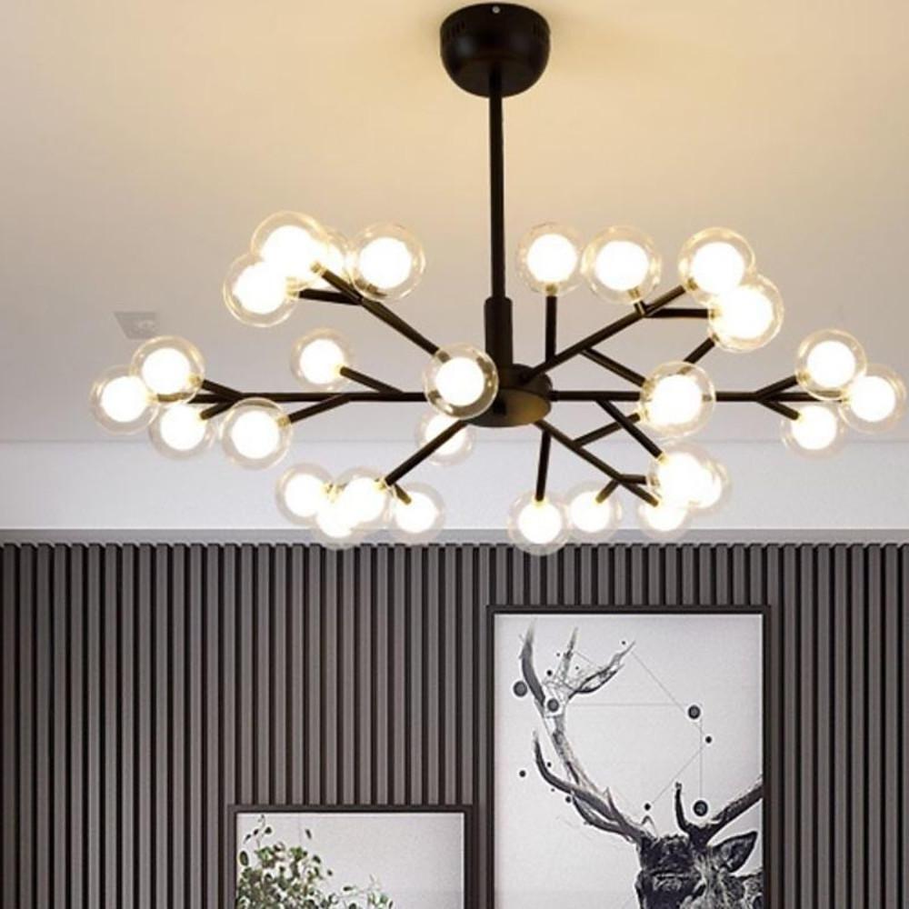 Modern Sputnik Chandelier 30-Light Glass Bubble Gold Metal 33" LED