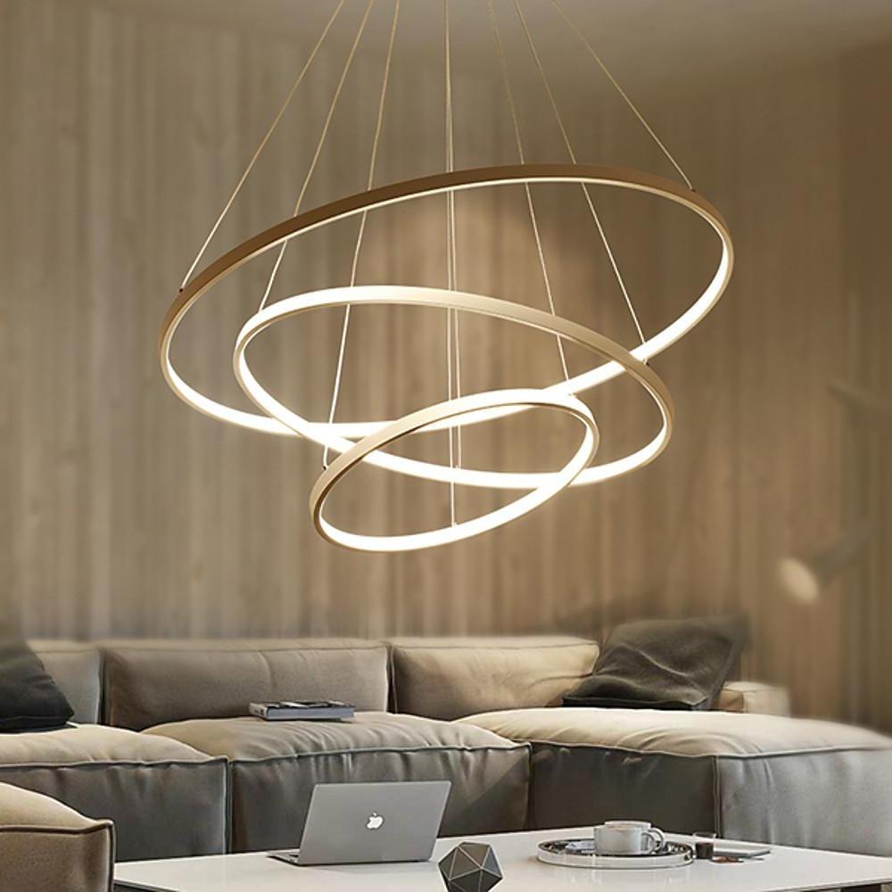 3-Ring Interweaved Circle LED Pendant Light Aluminum Acrylic