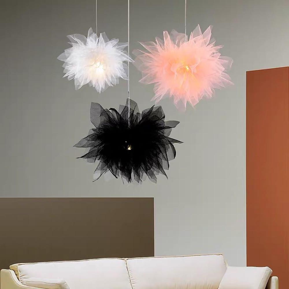 20'' Fabric Flower Pendant Light Modern Electroplated Metal LED