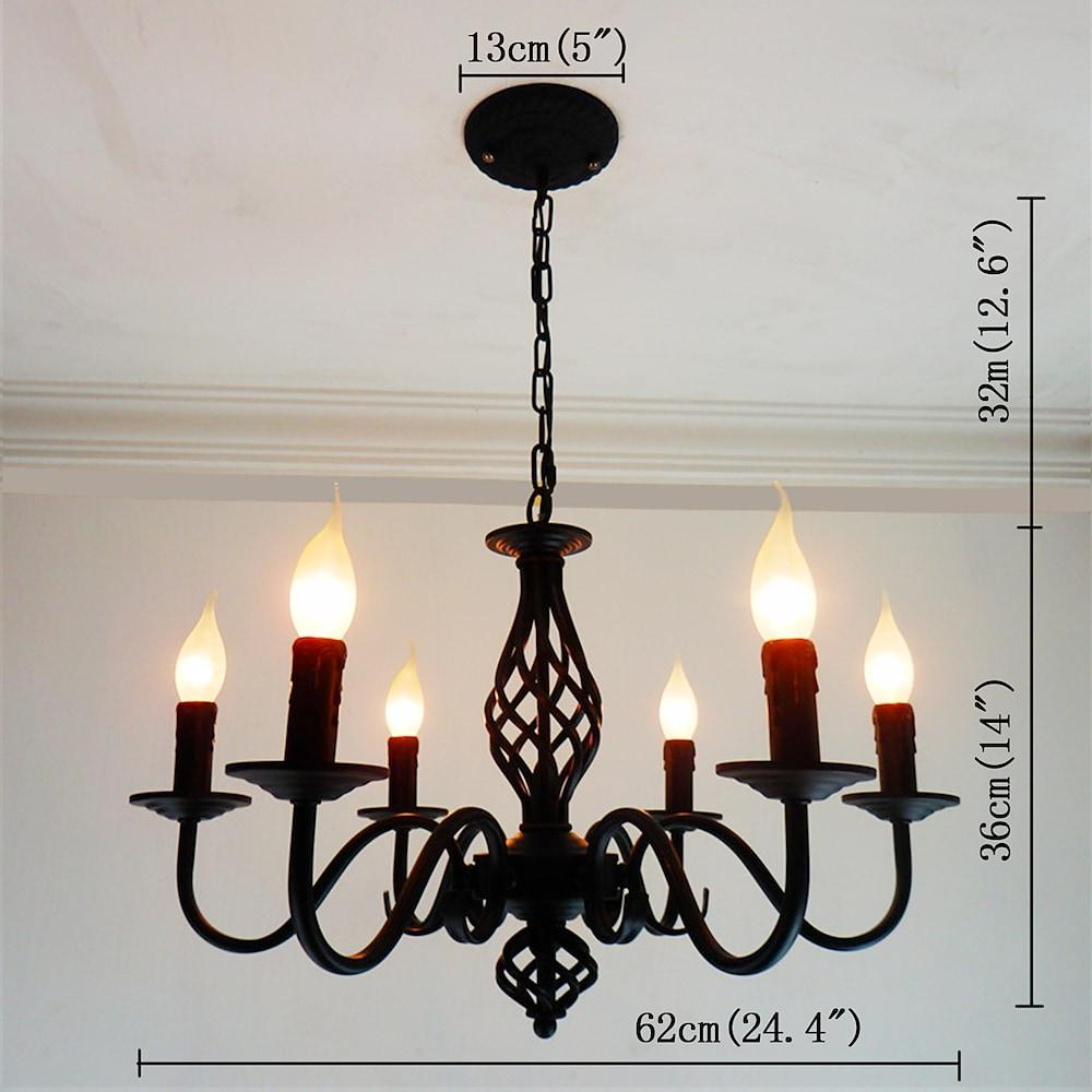 6-Light Candle Pendant Chandelier Modern Metal Fixture