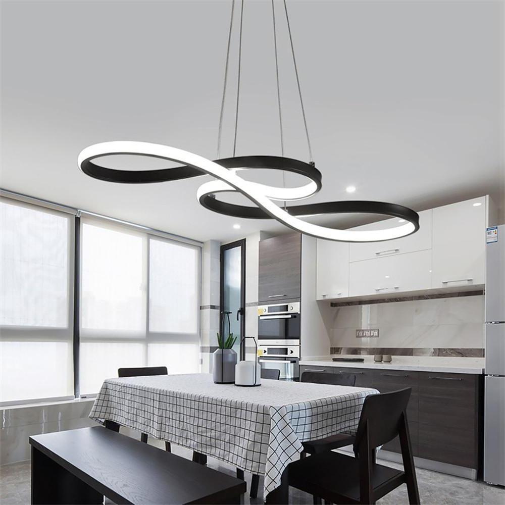 Modern Geometric Wave Chandelier Metal Silica Gel Ceiling Light