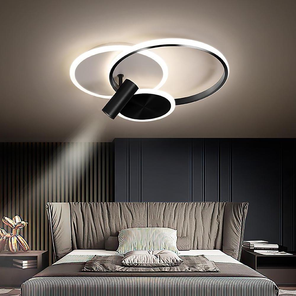 Modern LED Ring Flush Mount Ceiling Light with Adjustable Spotlights