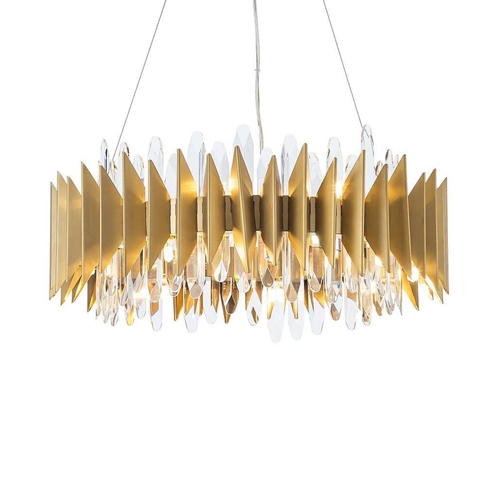Modern Crystal Chandelier Round Stainless Steel Ceiling Light