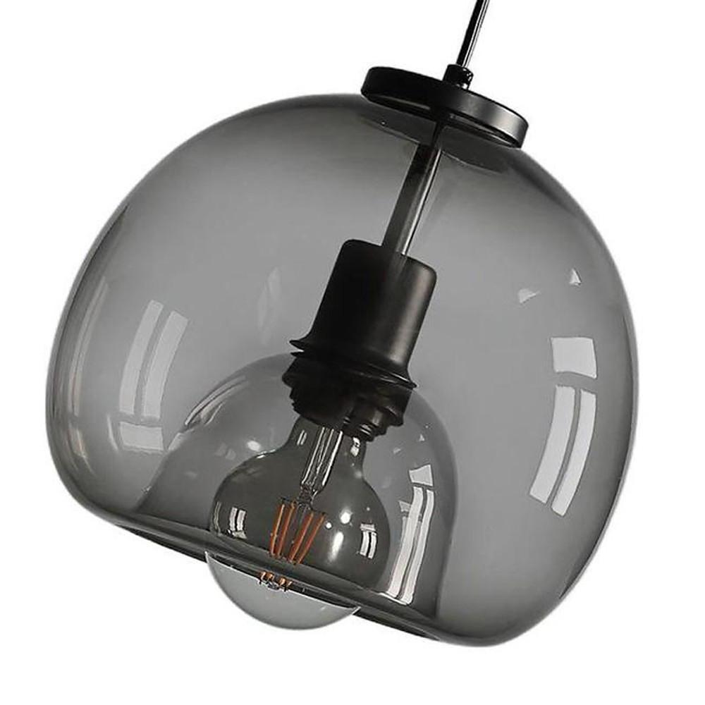 Vintage Smoked Glass Pendant Light with Metal Frame