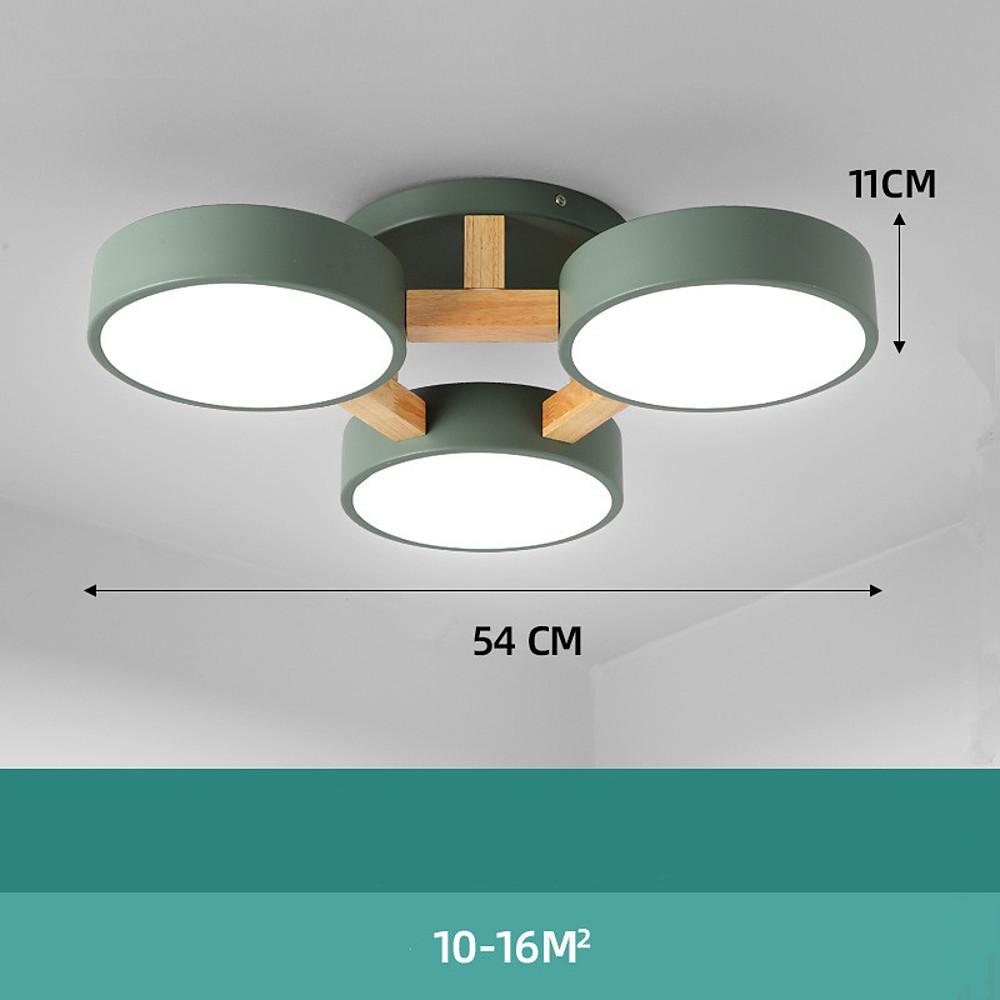 Nordic Triple Circle Flush Mount LED Ceiling Light Wood Metal