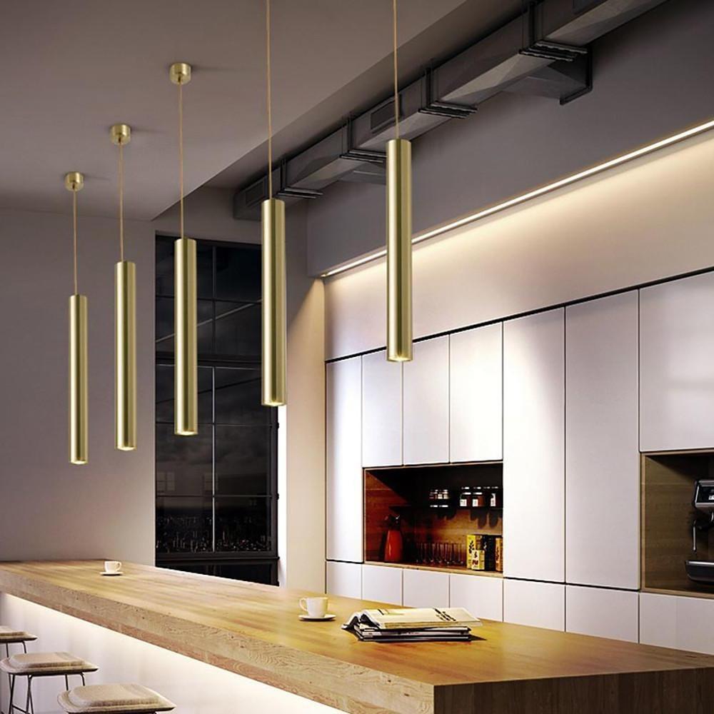 Linear Metal Pendant Light Industrial Kitchen Island Lighting