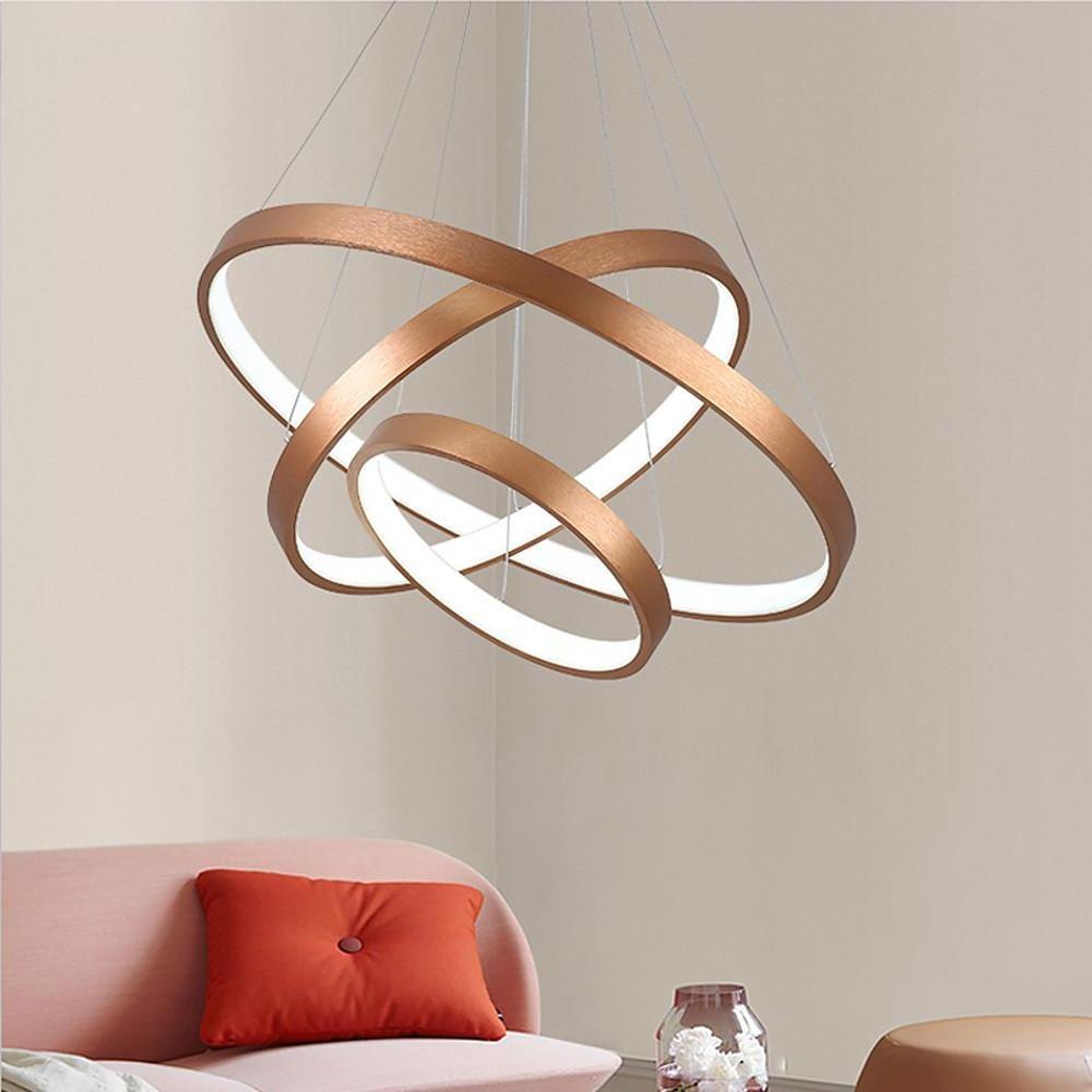 Bronze 3-Tier Ring Chandelier Dimmable LED 59" Adjustable
