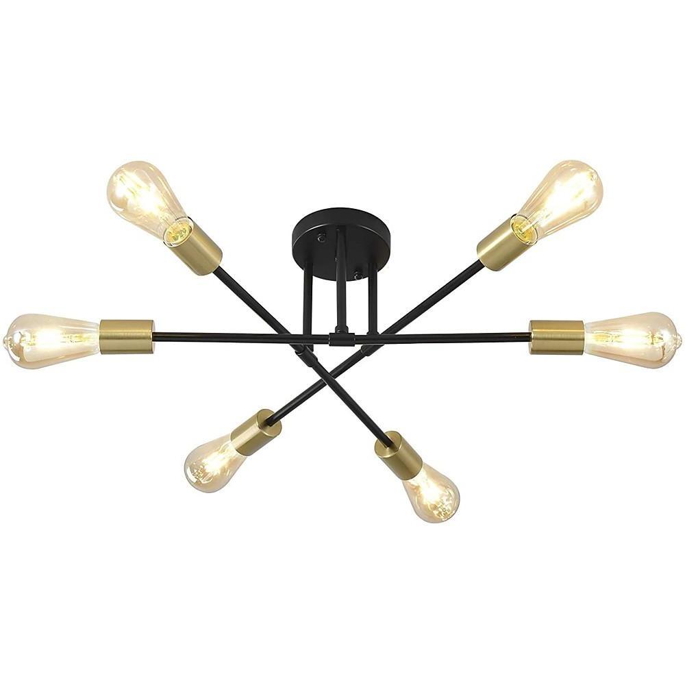 Geometric Sputnik Chandelier 6-Light Metal & Glass Ceiling Light
