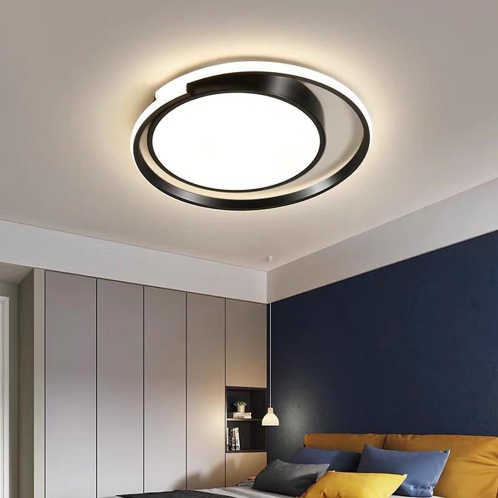 Minimalist Circular Flush Mount Ceiling Light - Black & Gold LED