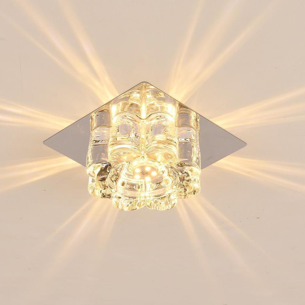 Crystal Flower Flush Mount LED Ceiling Light - Modern Electroplated