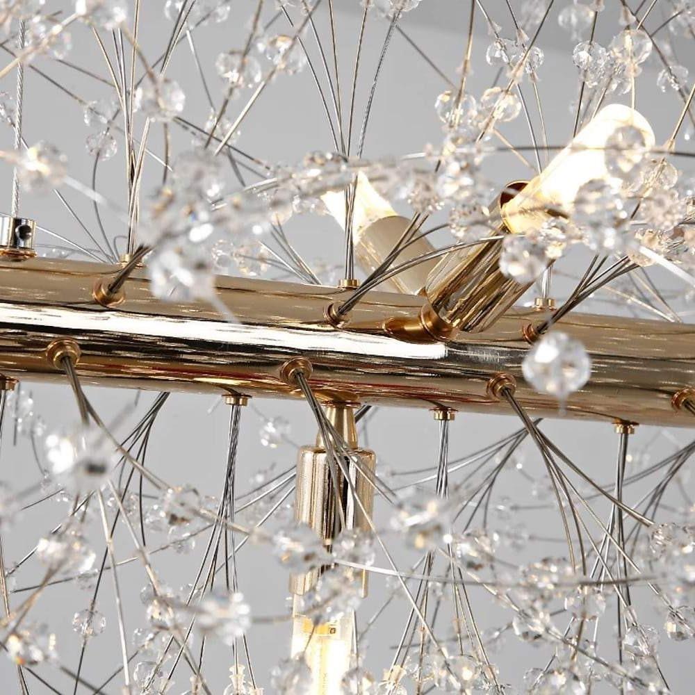 12-Light Crystal Firework Island Pendant Light - Modern Linear
