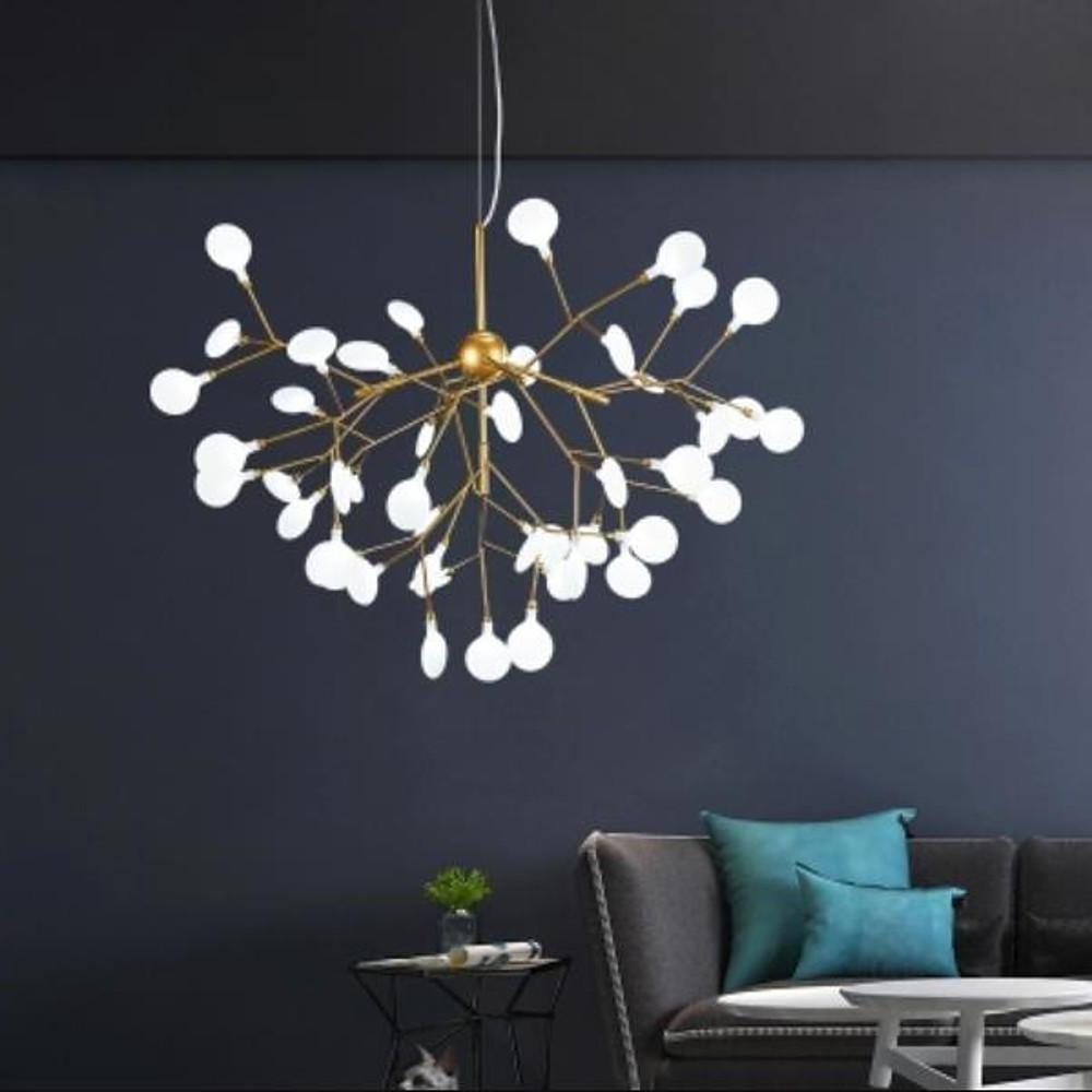 45-Light Sputnik Chandelier with Copper & Glass LED Design