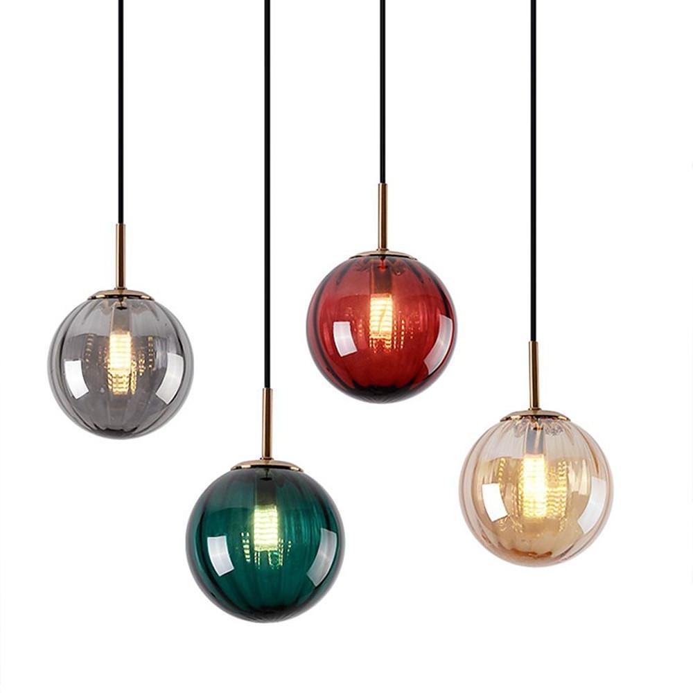 Electroplated Glass Ball Pendant Light Modern LED Hanging Lamp
