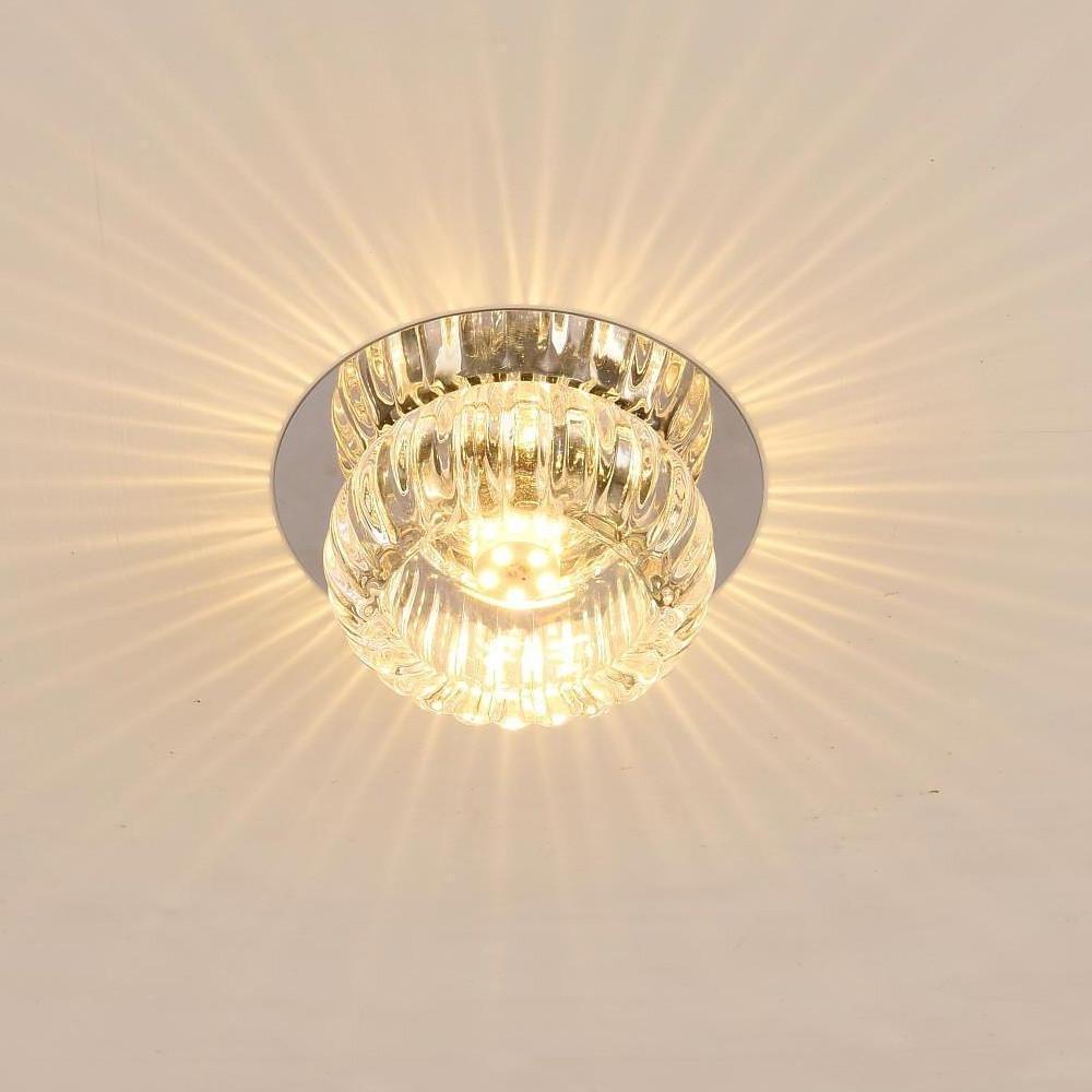 Geometric Crystal Flush Mount Ceiling Light Metal LED 4 Inch