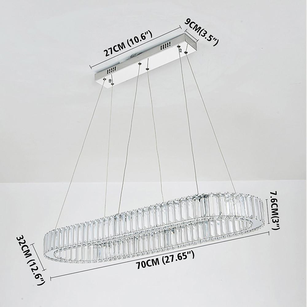 Oval Crystal Chandelier with Chrome & Gold Finish LED Pendant