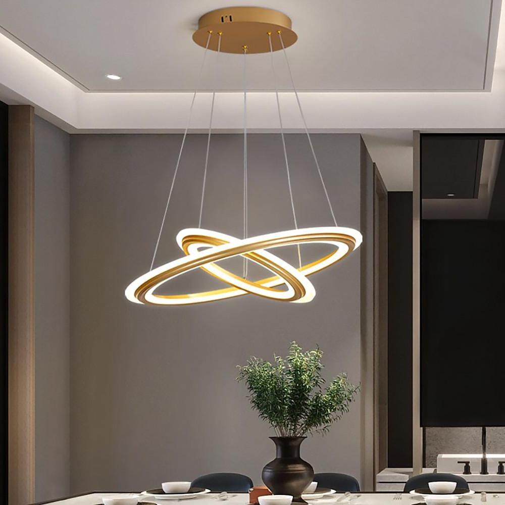 Nordic 2-Light LED Circle Chandelier – Aluminum & Acrylic