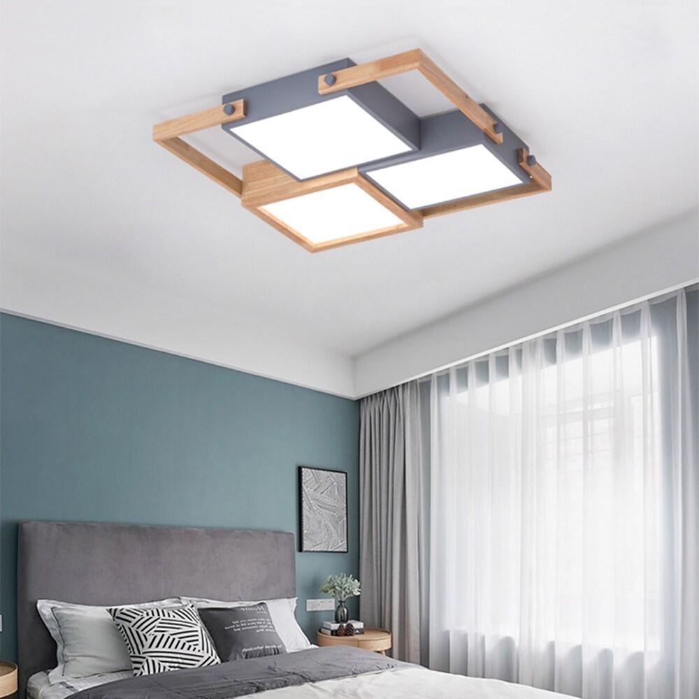 Scandinavian Wood Frame LED Flush Mount Ceiling Light