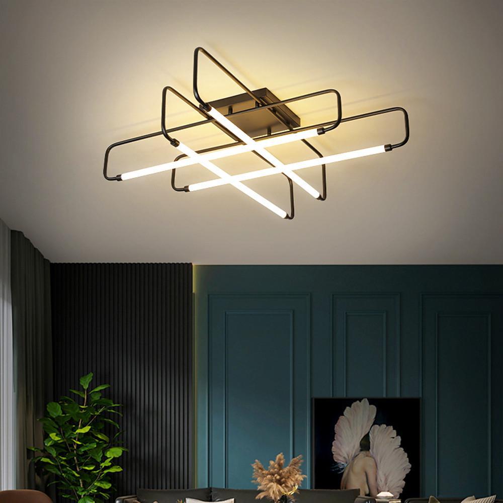 Geometric LED Flush Mount Ceiling Light with Dimmable Remote Control